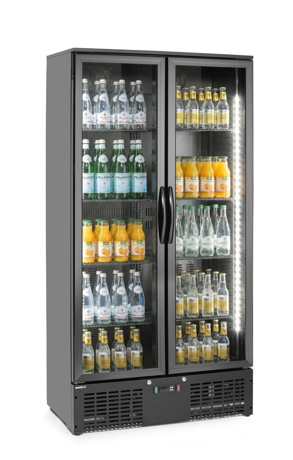 Réfrigérateur à boissons 2-portes, 384 l, noir, acier laqué, 8 étagères | ARKTIC 237014