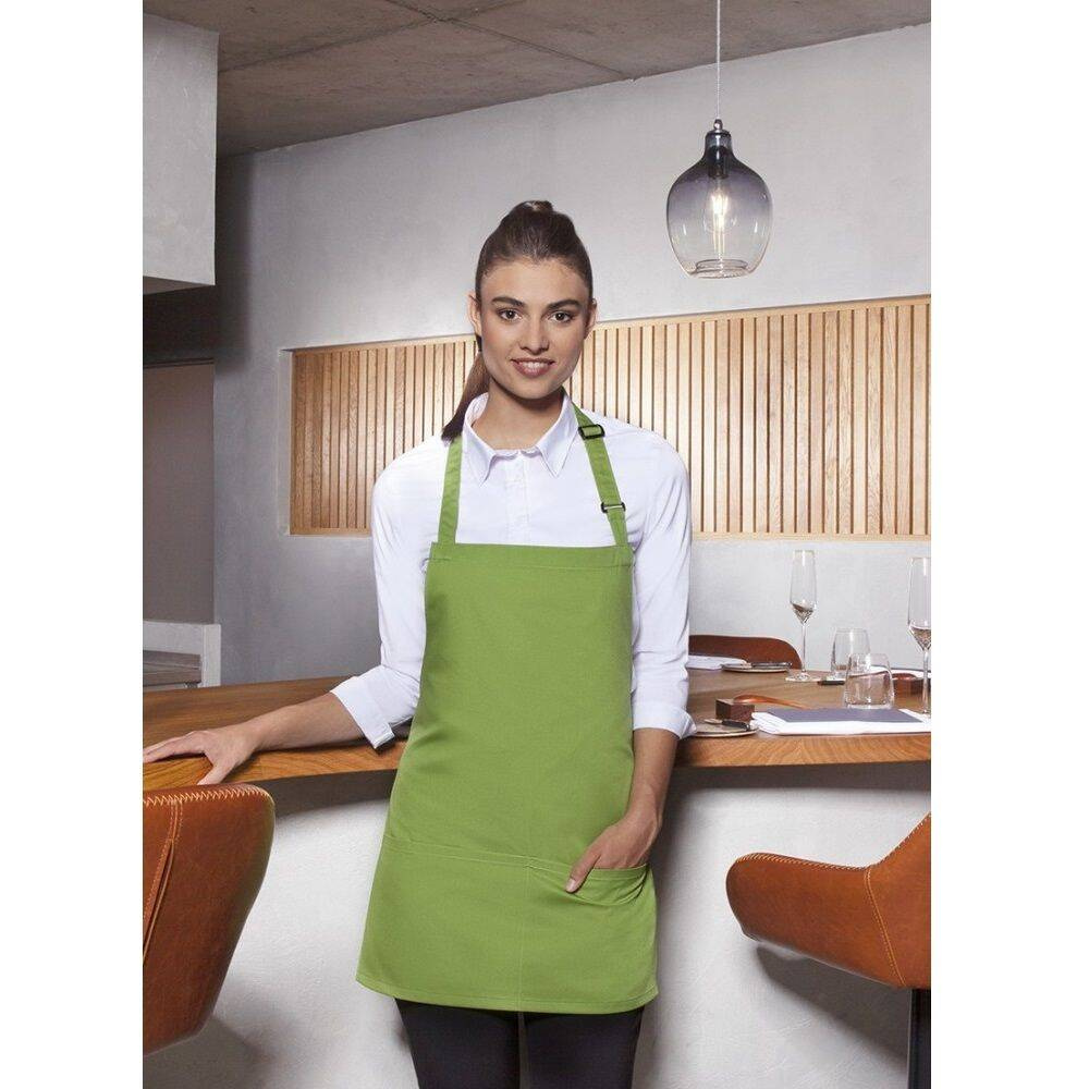 Tablier court Basic 75 x 60 cm avec poche et boucle citron vert | KARLOWSKY BLS 6-81-Stck
