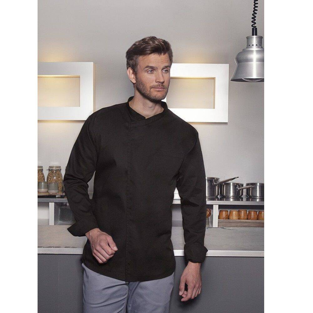Chemise de cuisinier Basic à manches longues noire | KARLOWSKY BJM 4-1