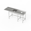 Table inox avec évier 1 bac, emplacement pour lave-vaisselle et trou pour déchets 180x60x85 cm | FORGAST