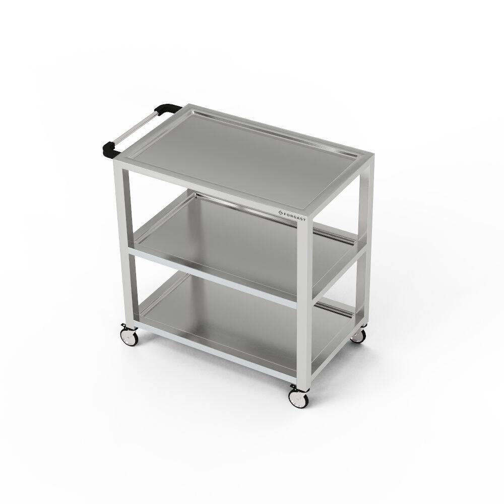 Chariot de service en acier inoxydable à 3 étagères 100x70x85 cm | FORGAST