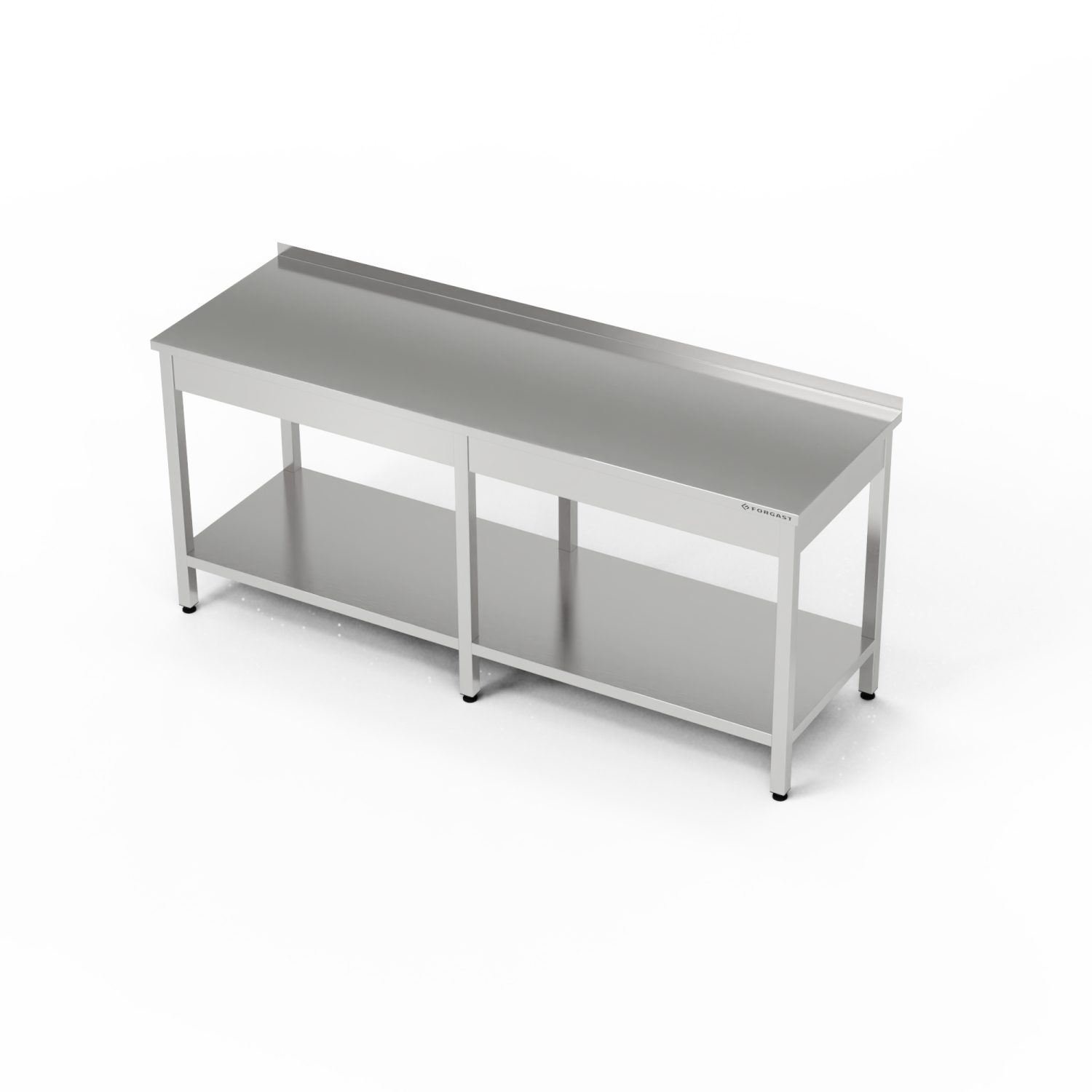 Table de travail en acier inoxydable avec étagère 280x70x85 cm | FORGAST