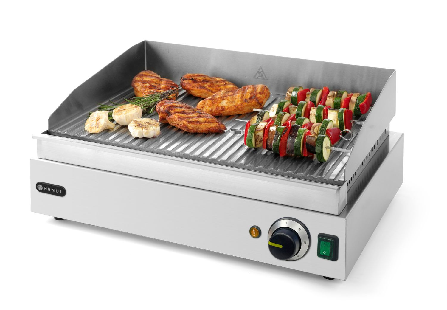 Plaque grill électrique Blue Line, rainurée, 2,4 kW | HENDI 203170