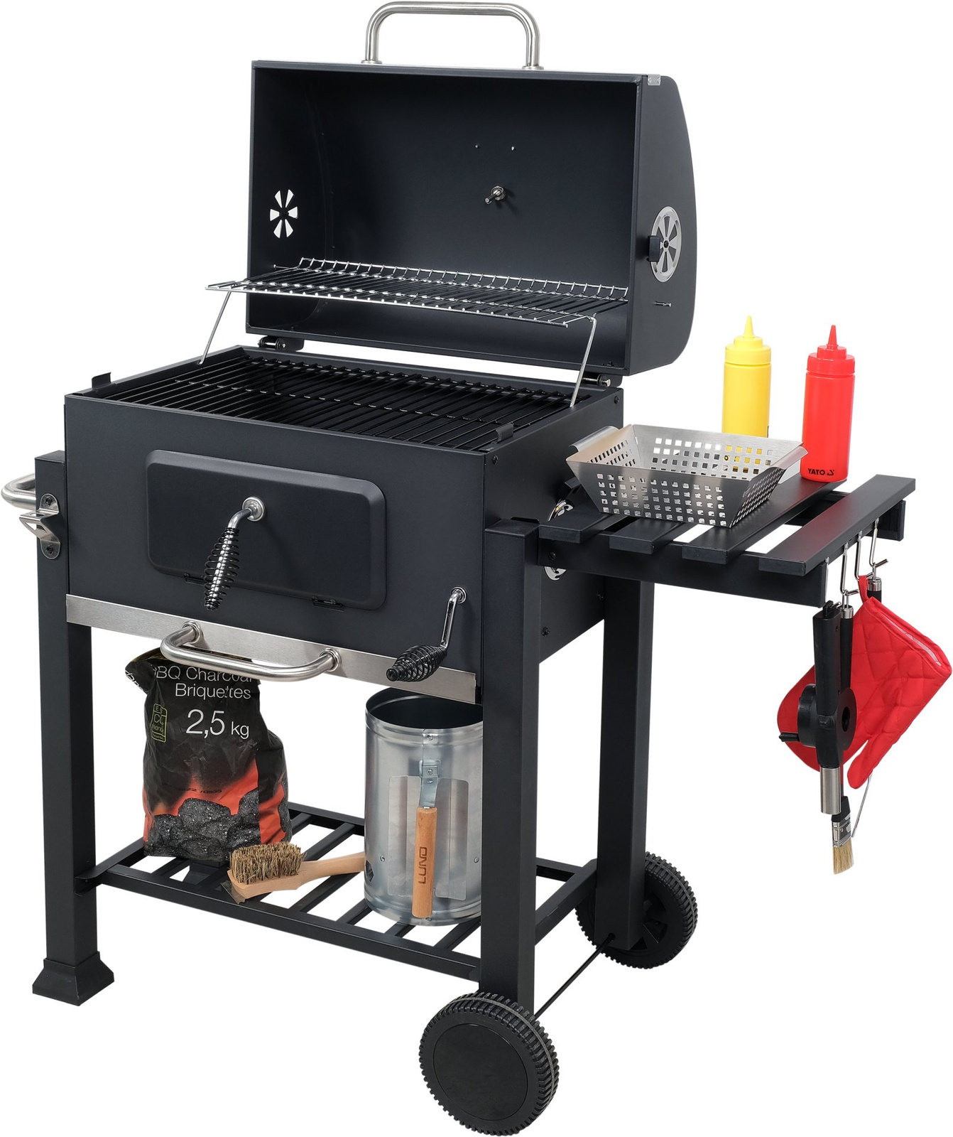 Gril à charbon avec couvercle, grille 71 x 34,5 cm | LUND 99910