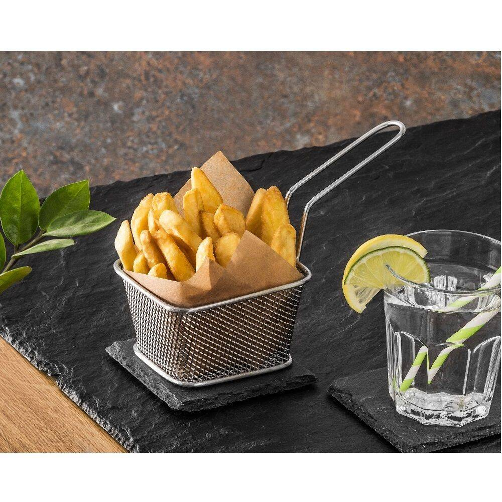 Panier de service pour finger food, 9x10x6,5 cm, acier inoxydable | FORGAST FG11520