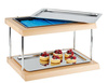 Vitrine de buffet avec élément réfrigérant, à deux niveaux DOPPELDECKER GN 1/1, marron, 60x41x36 cm | APS 11541
