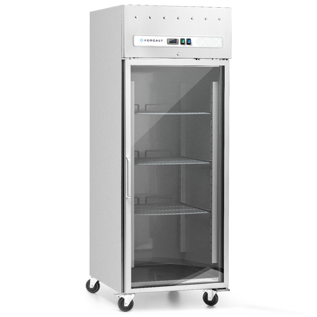 Armoire réfrigérée 1 porte GN 2/1 vitrée 685 l, en acier inoxydable | FORGAST FG07174