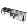 Table inox avec évier à 2 bacs 270x70x85 cm | FORGAST