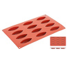 Moule à pâtisserie en silicone barquettes, 12 cavités, 7,2x3 cm | CONTACTO 6649/072