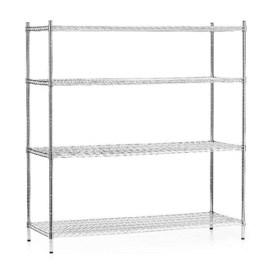 Étagère de stockage en acier chromé, 4 étagères, 152x61x180 cm pliable | FORGAST FG15139
