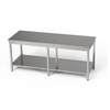 Table de travail centrale en acier inoxydable avec étagère 260x70x85 cm | FORGAST