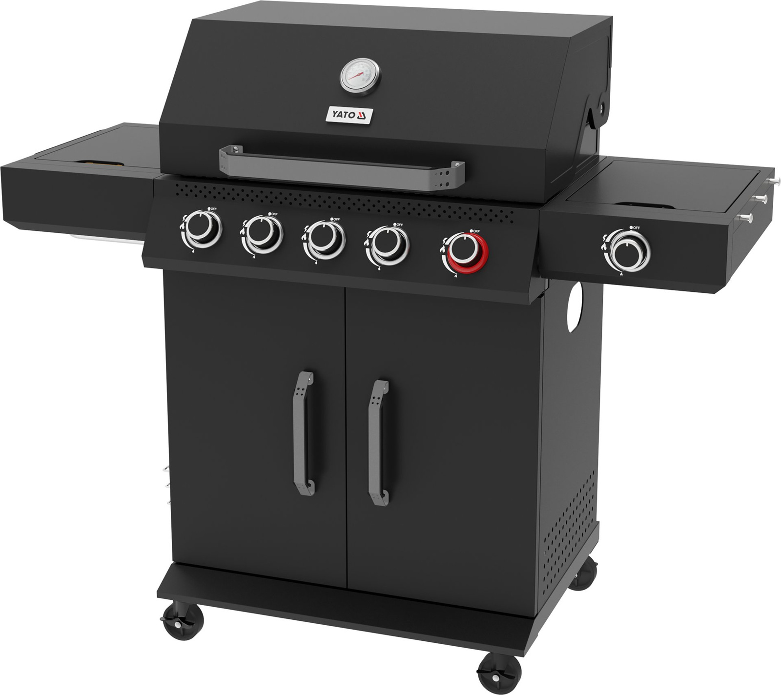 Grill à gaz 5+1 19 kW noir | YATO YG-20031