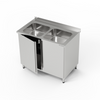 Table inox avec évier à 2 bacs et placard 100x60x85 cm | FORGAST