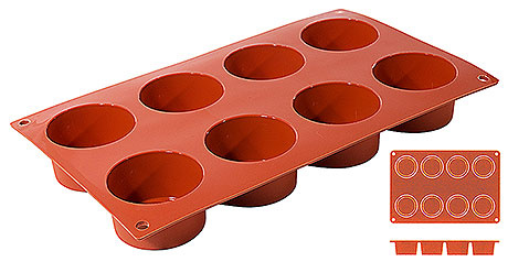 Moule à ramequins en silicone, 8 cavités, 6x3,5 cm | CONTACTO 6636/068