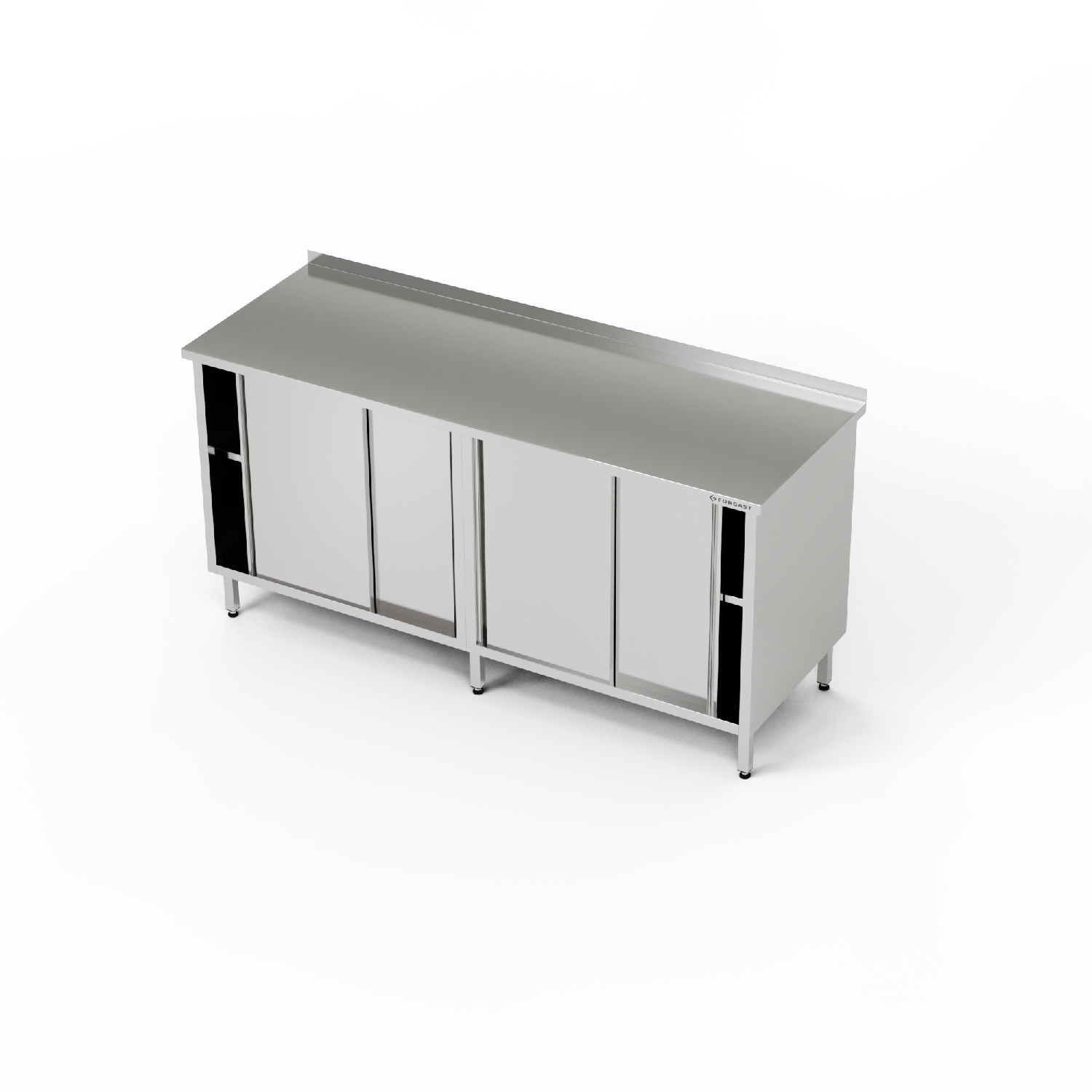 Table de travail en acier inoxydable avec 2 armoires 230x60x85 cm | FORGAST