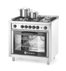 Cuisinière professionnelle à gaz à 5 brûleurs avec four électrique, 16,7 kW | HENDI 225707