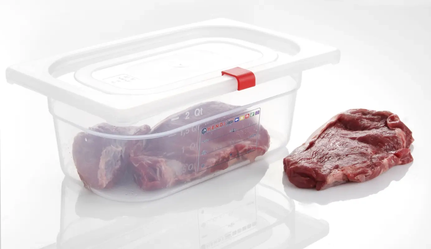 Clips HACCP pour bacs GN en polypropylène, rouges, 12 pcs | HENDI 880661