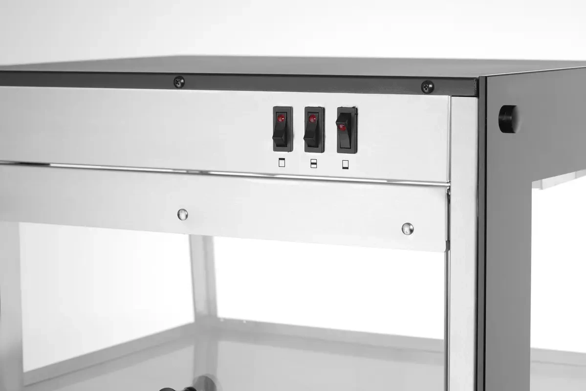 Vitrine chauffante de comptoir, noire, 230 V/500 W, 120 l | HENDI 273760