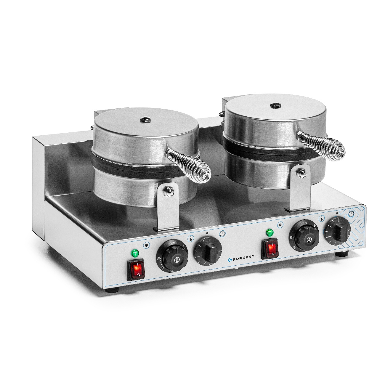 Gaufrier électrique double pour gaufres belges, diam. 18,5 cm, 4 kW, 230 V | FORGAST FG09721