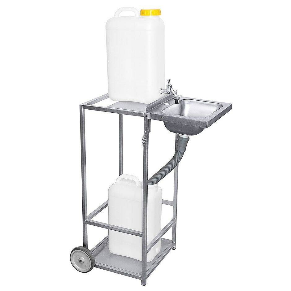 Évier mobile pour le lavage des mains, 45x36x85 cm, acier inoxydable | CONTACTO 4007/850