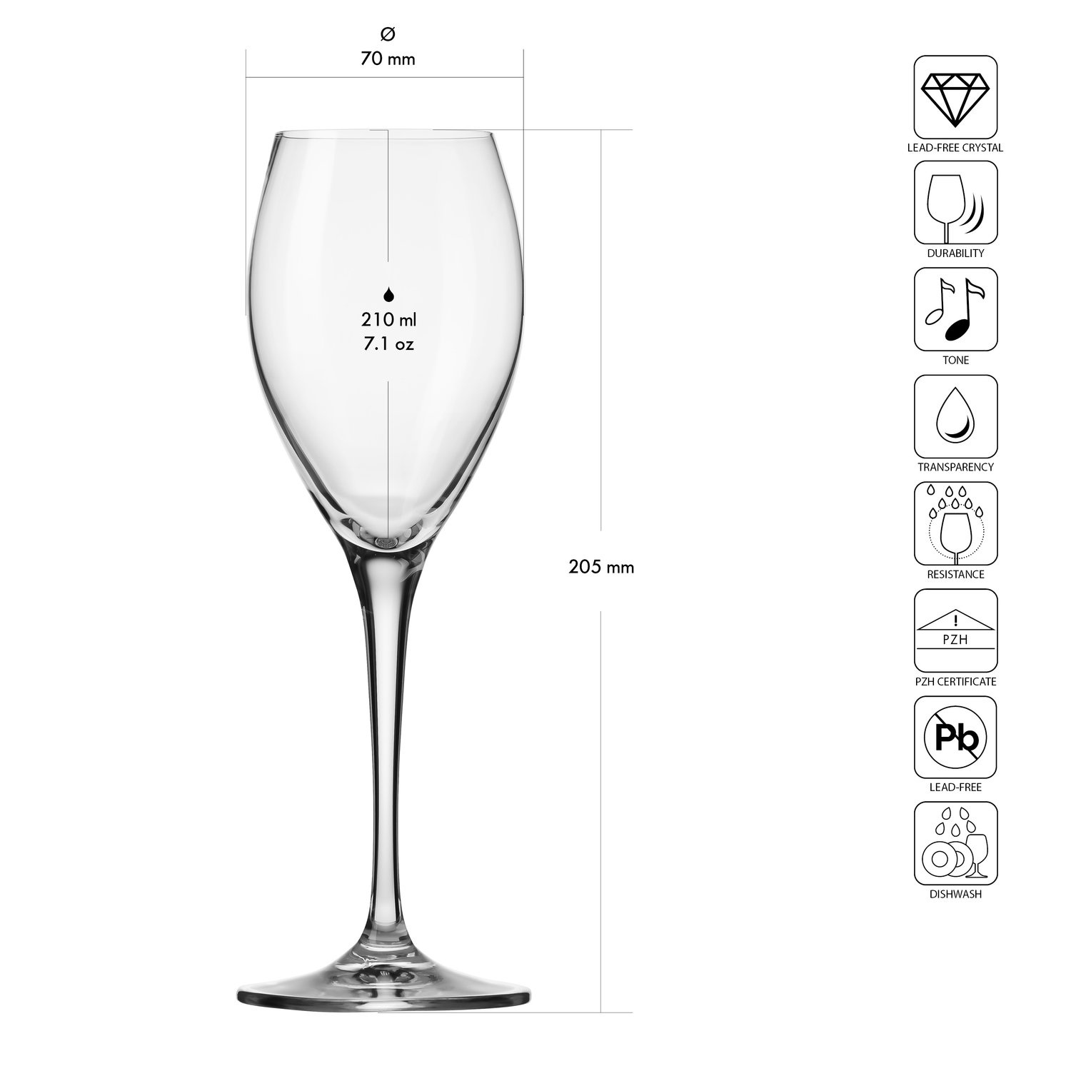 Verres à champagne et prosecco, SPARKLING WINE 210, 210 ml, lot de 6 pièces | KROSNO GLASS F579171019004080