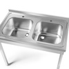 Table en acier inoxydable avec évier à 2 bacs 100x60x85 à visser | FORGAST FG15335
