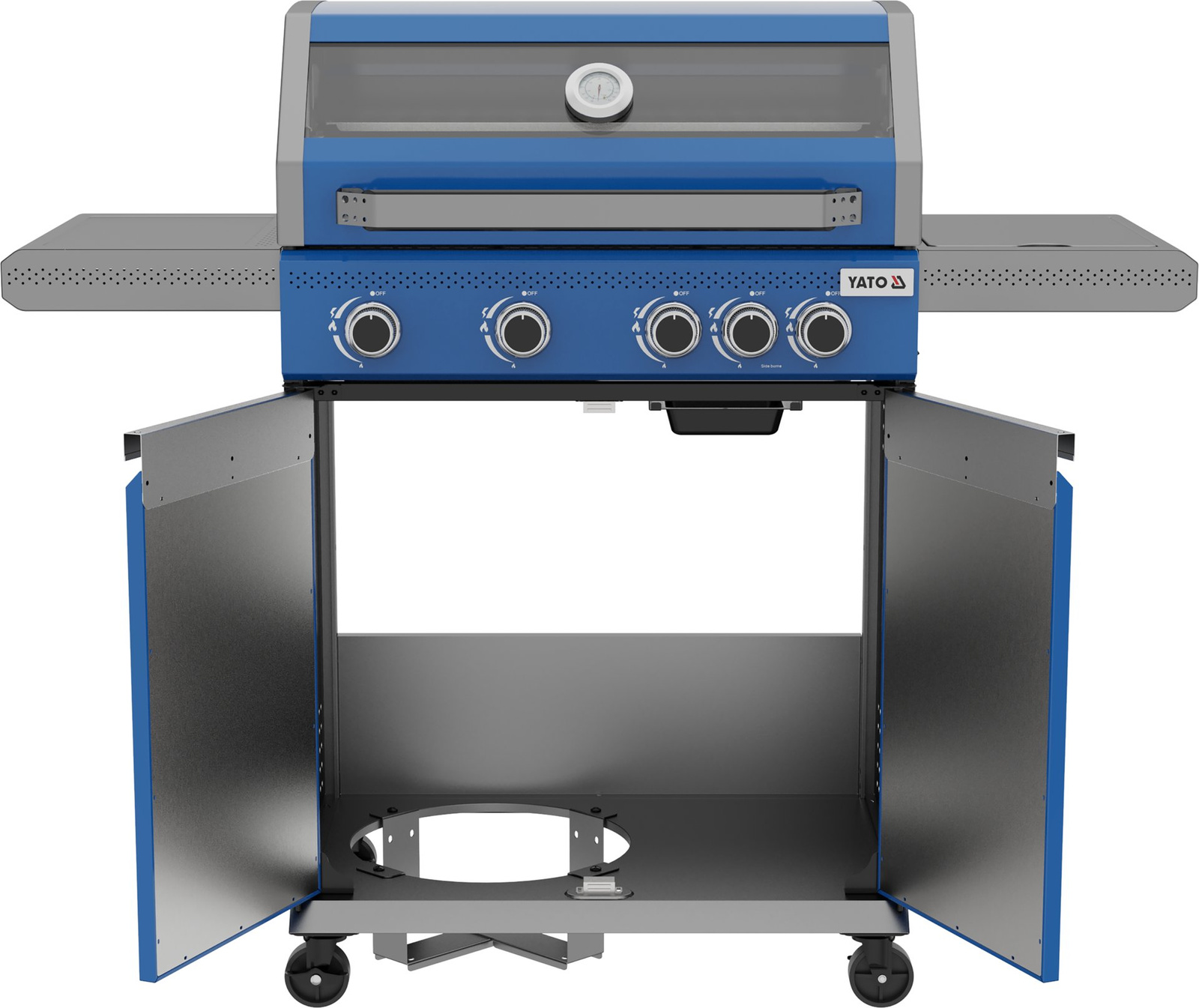 Grill à gaz ITAMI 4+1, 14,2 kW, bleu | YATO YG-20033