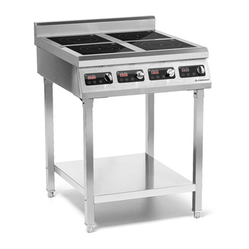 Cuisine à induction 4 foyers sur soubassement, 4x3,5 kW, 400 V | FORGAST FG09037