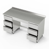 Table de travail en acier inoxydable avec 2 blocs de 3 tiroirs 200x60x85 cm | FORGAST