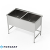 Bac inox 2 compartiments (prof. 30 cm) 140x60x85 cm | FORGAST