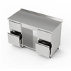 Table de travail en acier inoxydable avec tablette et 2 blocs de 2 tiroirs 170x70x85 cm | FORGAST