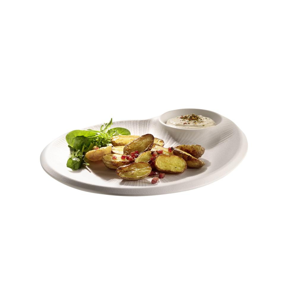 Assiette BLUSH avec bol, en mélamine, blanc-beige, 30x25x2,5 cm | APS 85516