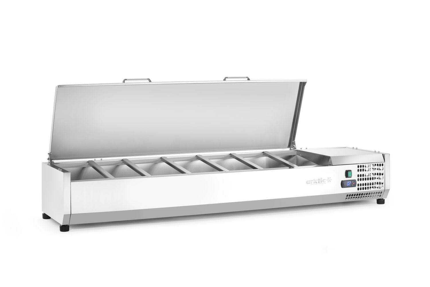 Survitrine réfrigérée 7x GN1/3, acier inoxydable, 160,5x42x63 cm, 0,18 kW | HENDI 233979