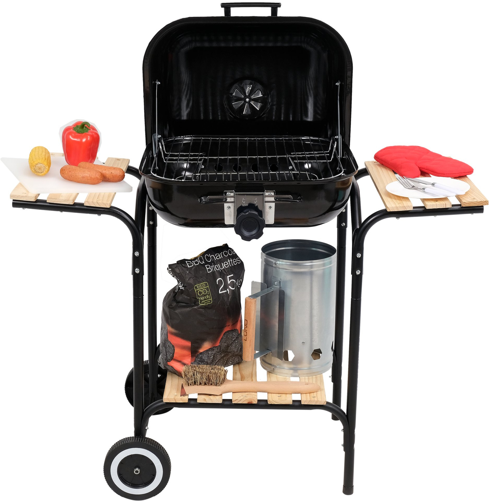 Gril au charbon avec réglage de la grille, grille 45x40 cm | LUND 99905