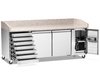 Table réfrigéré à pizza 2-portes avec tiroirs 428 l | FORGAST FG07204
