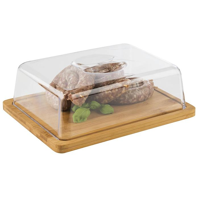Plateau en bambou avec couvercle en polystyrène, 24x18x8 cm | APS 820