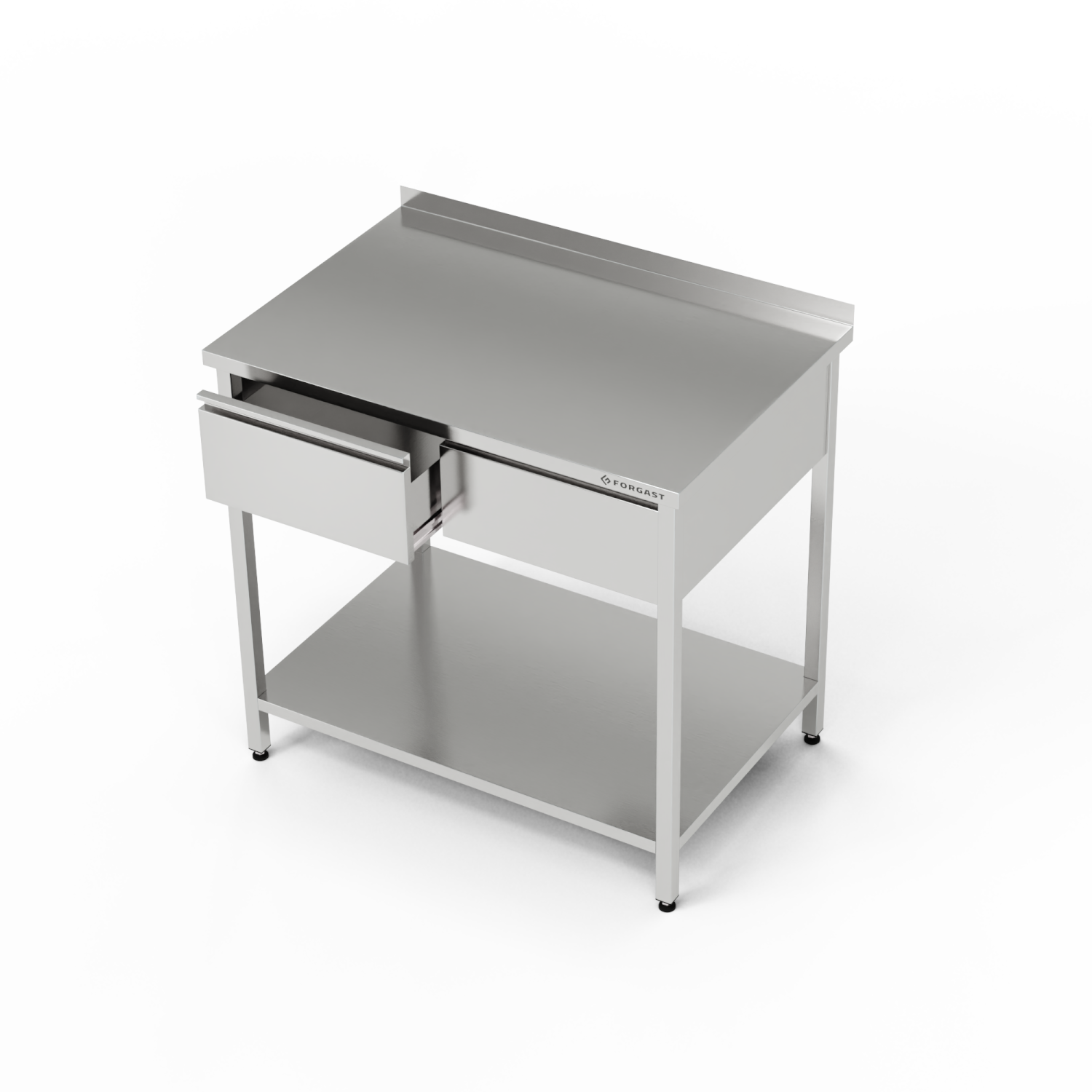 Table de travail en acier inoxydable avec tiroirs et tablette inférieure 80x70x85 cm | FORGAST