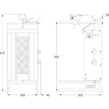 Gyros (kebab) au gaz Potis GD-2, charge 30 kg, 2 zones de chauffe, alimenté au gaz GPL | POTIS PG1202