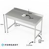 Table inox avec ouverture pour déchets 160x70x85 cm | FORGAST