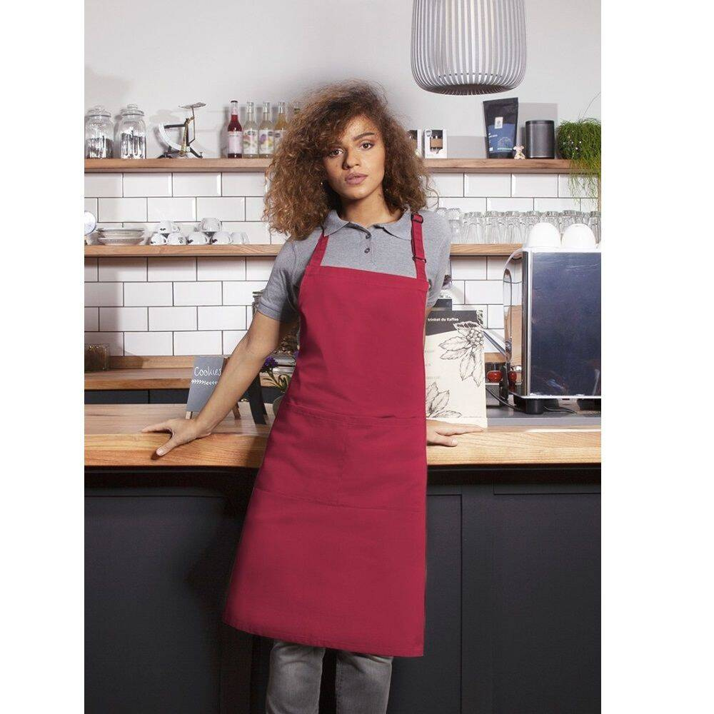 Tablier de cuisine Basic 75 x 90 cm avec poche et boucle framboise | KARLOWSKY BLS 5-89-Stck