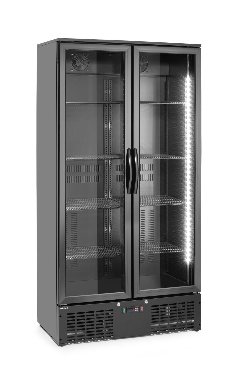 Réfrigérateur à boissons 2-portes, 384 l, noir, acier laqué, 8 étagères | ARKTIC 237014