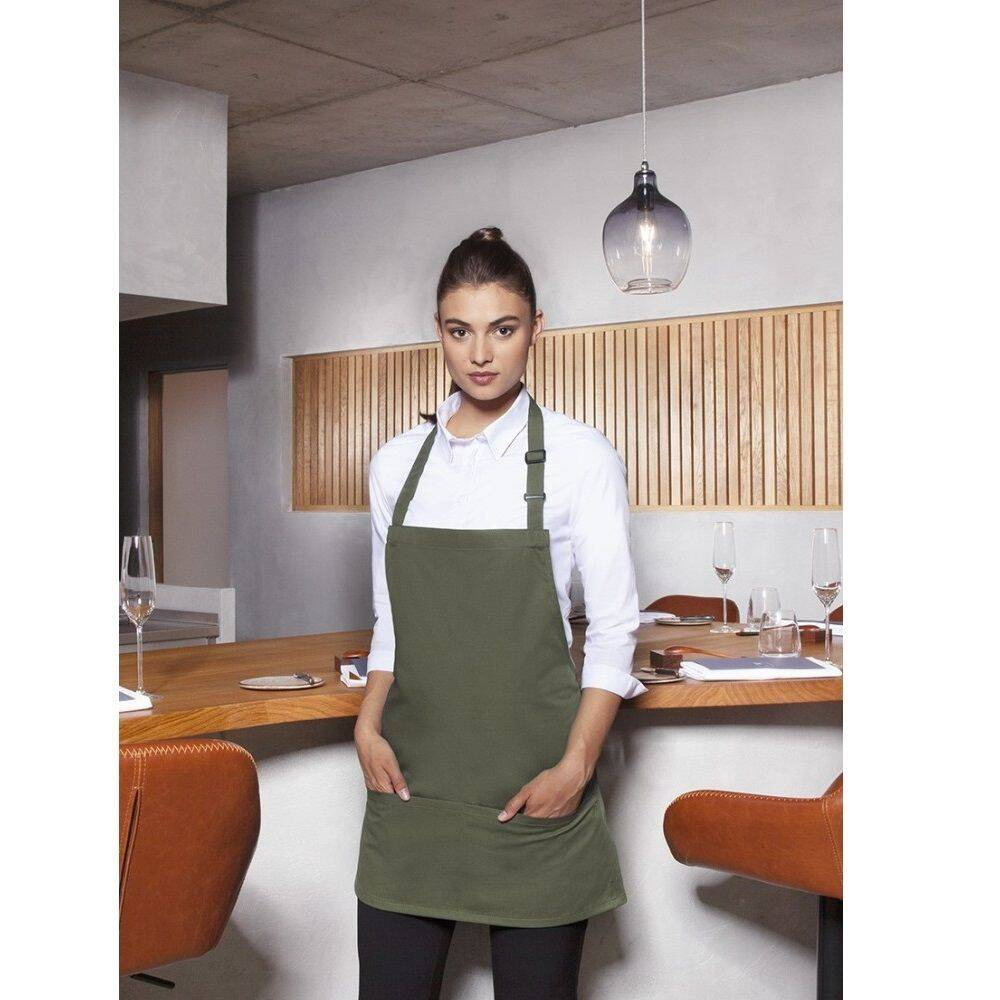 Tablier court Basic 75 x 60 cm avec poche et boucle vert mousse | KARLOWSKY BLS 6-79-Stck