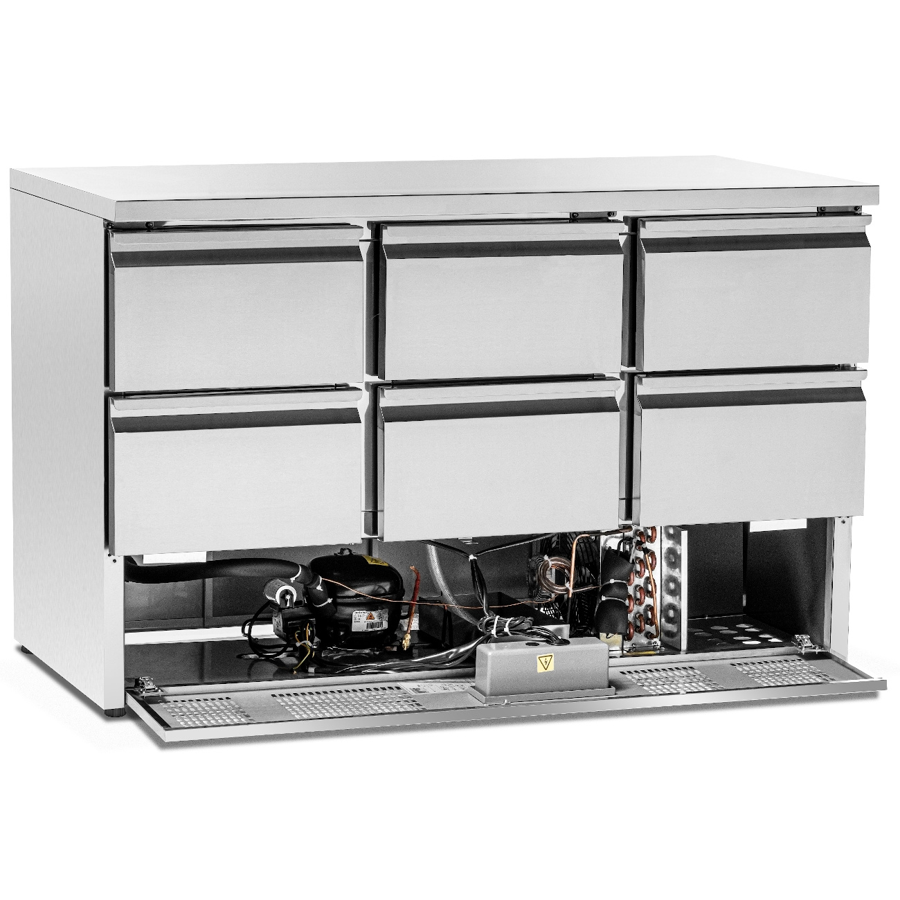 Table réfrigéré 6 tiroirs, 400 l, avec groupe froid inférieur | FORGAST FG07009