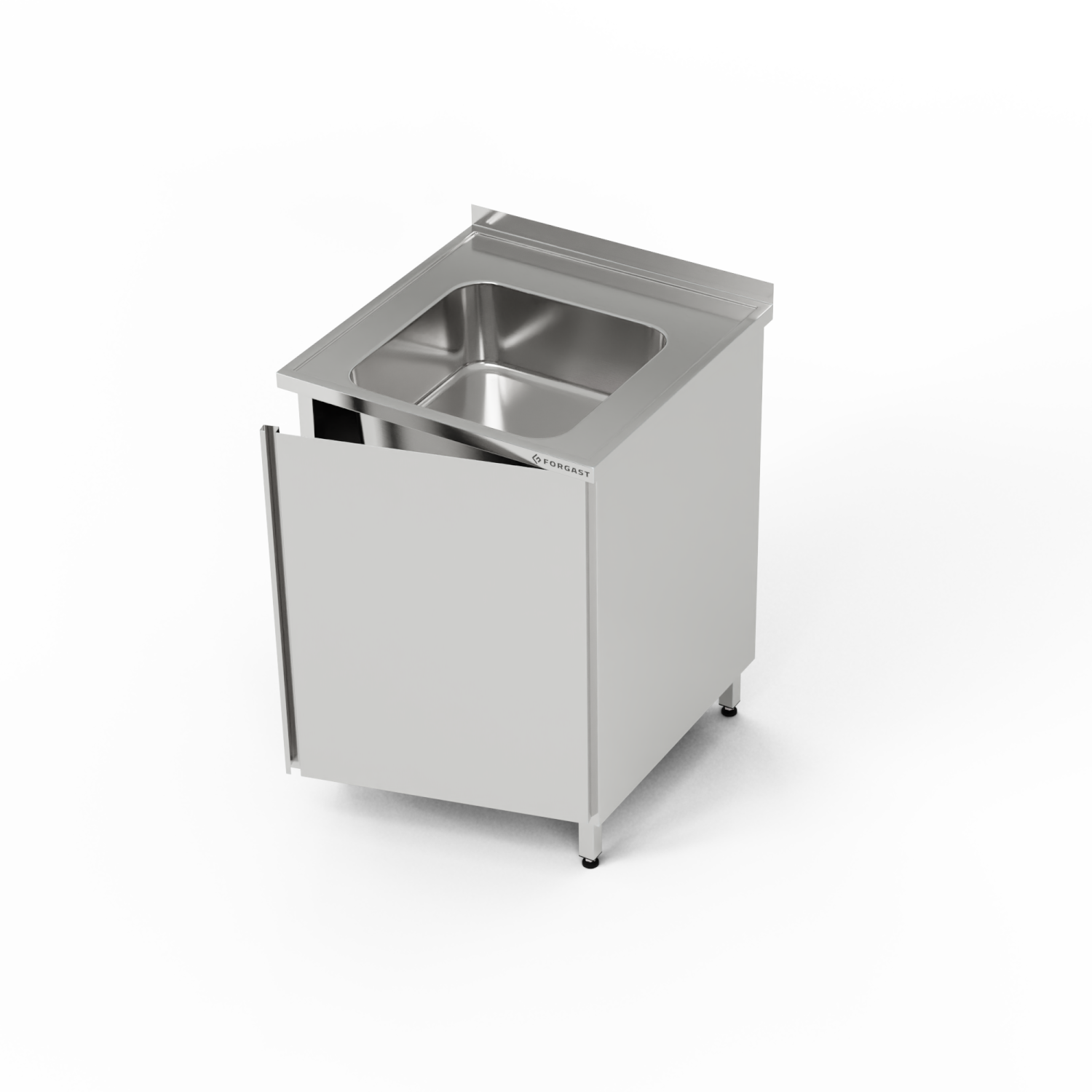 Table en acier inoxydable avec évier à 1 cuve et placard 50x60x85 cm | FORGAST