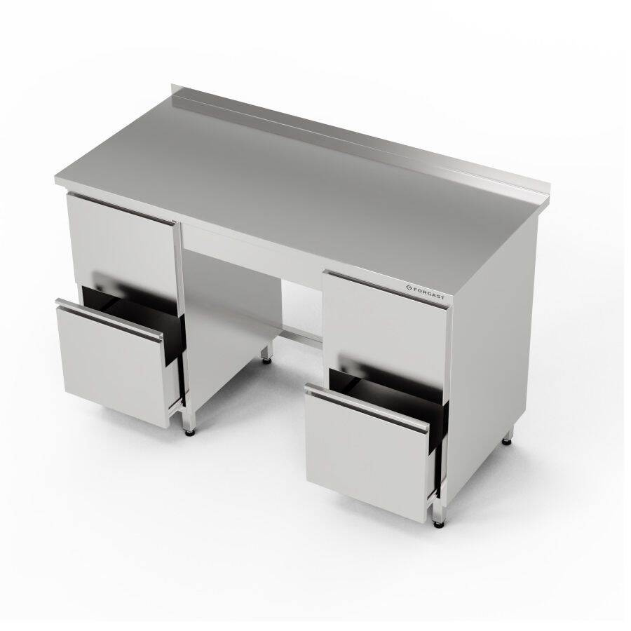 Table de travail en acier inoxydable avec 2 blocs de 2 tiroirs 170x70x85 cm | FORGAST