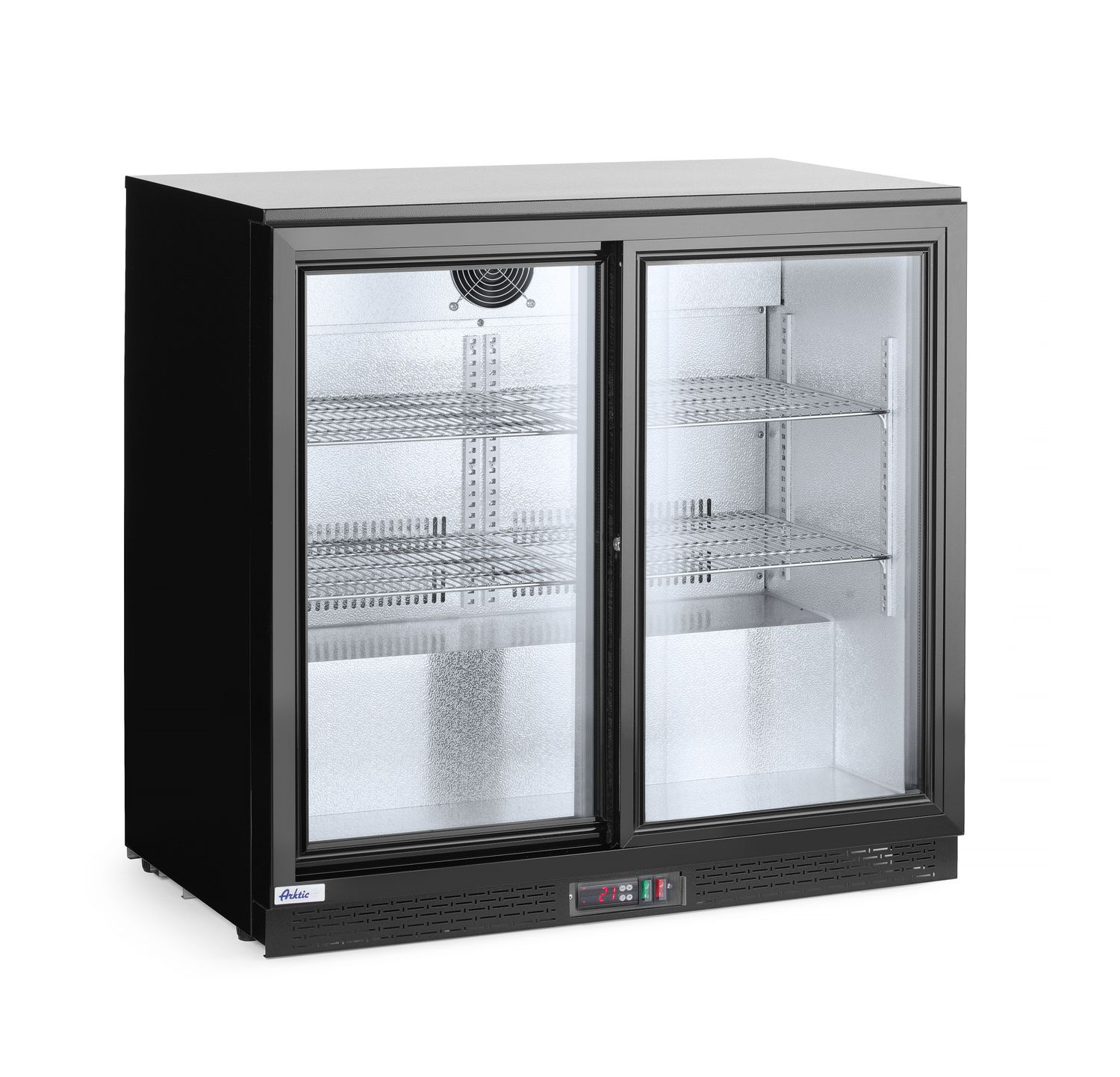 Réfrigérateur de bar pour boissons 2-portes 228 l, aluminium, tôle noire | ARKTIC 233917