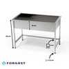 Bassin inox 1 cuve (prof. 30 cm) 110x70x85 cm | FORGAST
