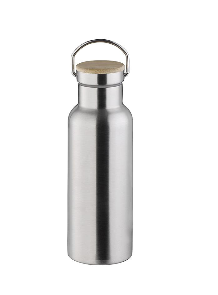 Bouteille isotherme « H2O YEAH! », acier inoxydable, couvercle en bambou, 500 ml | APS 66905