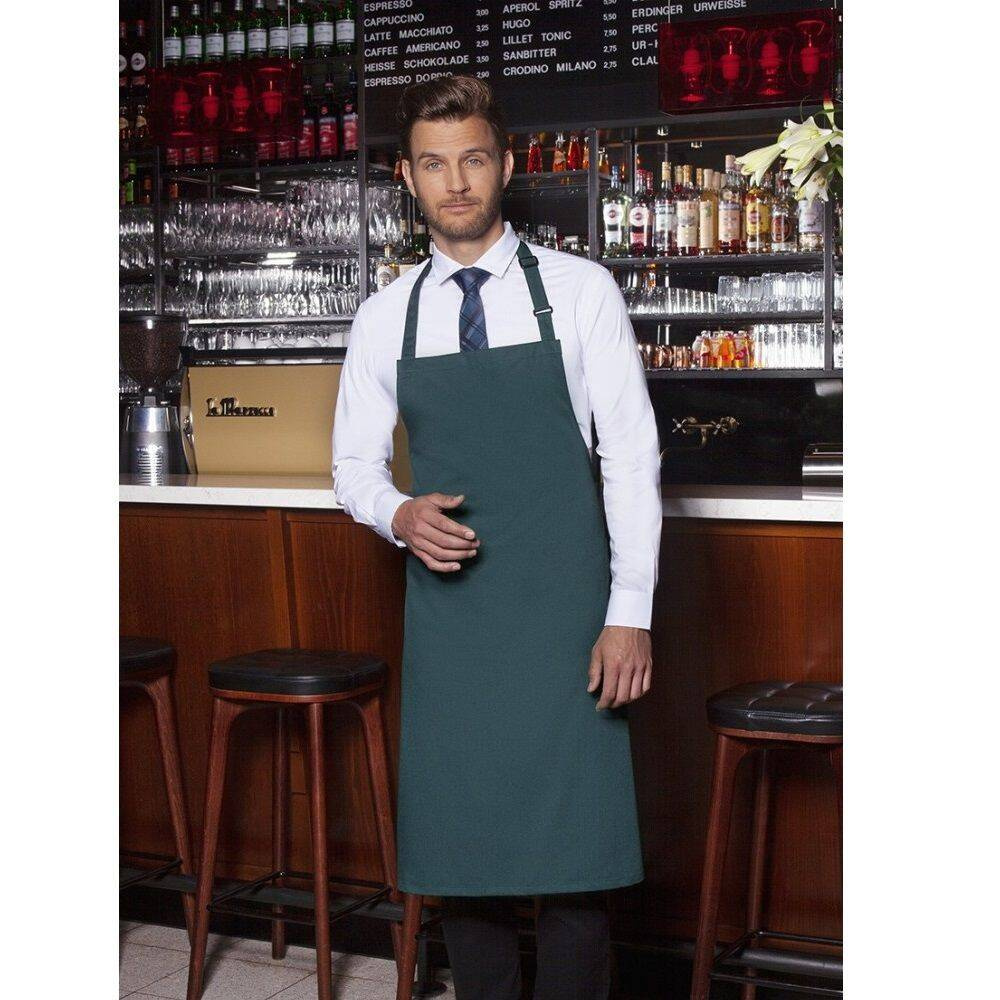 Tablier de cuisine Basic 75 x 90 cm avec boucle vert pin | KARLOWSKY BLS 4-80-Stck