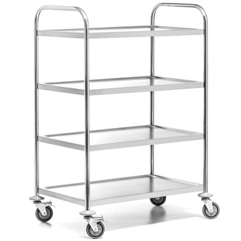 Chariot de service en acier inoxydable 4 étagères pliable | FORGAST FG01014